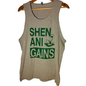 Shen Ani Gains Tank Top Men L Gray Green Irish Gealic Workout Shirt Gym
